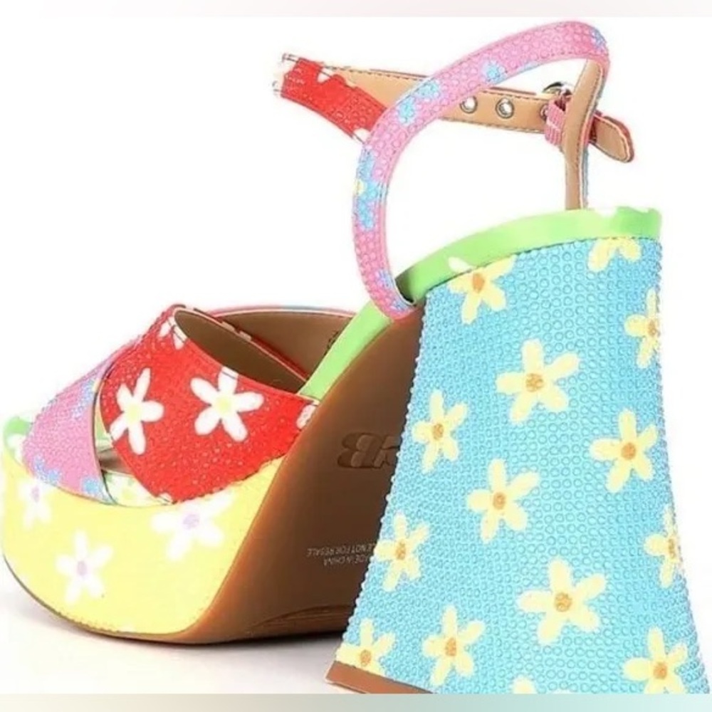 GIANNI BINI NWOB PLATFORM RHINESTONE FLORAL HEEL - Picture 5 of 12